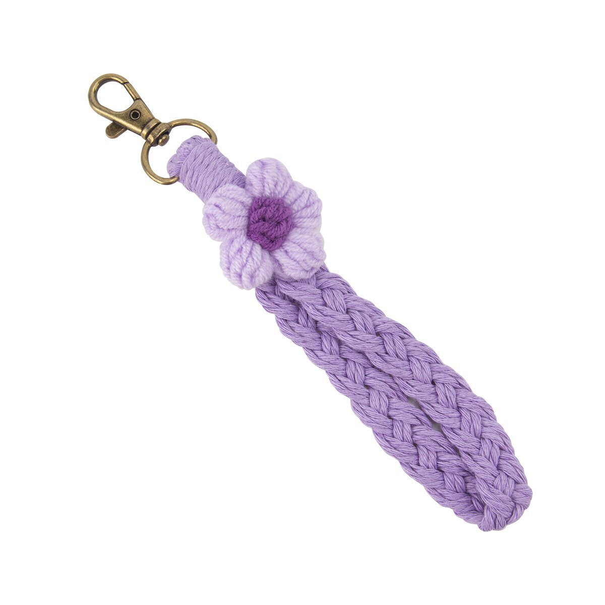 Wholesale Flower Handmade Woven Cotton Rope Keychains